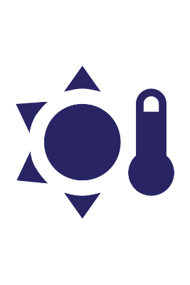 Simple graphic of a sun and a thermometer